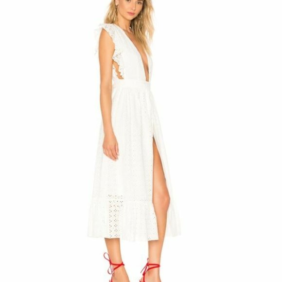 MAJORELLE Mistwood White Broderie Wrap Midi Dress RRP$375 - Picture 6 of 11